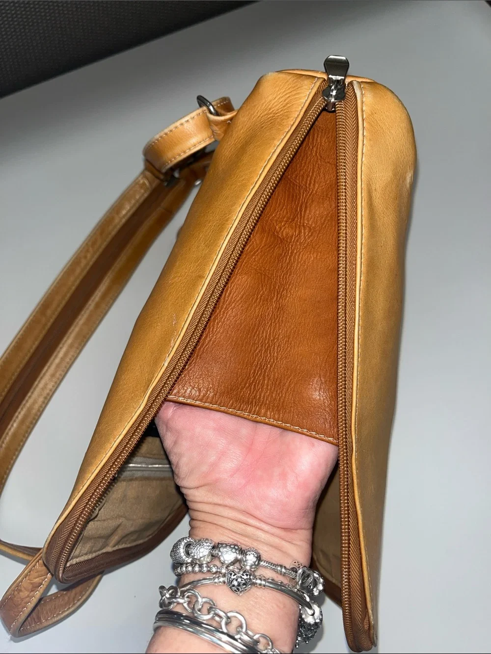 Classic Tan Leather Backpack / Converts Shoulder Bag